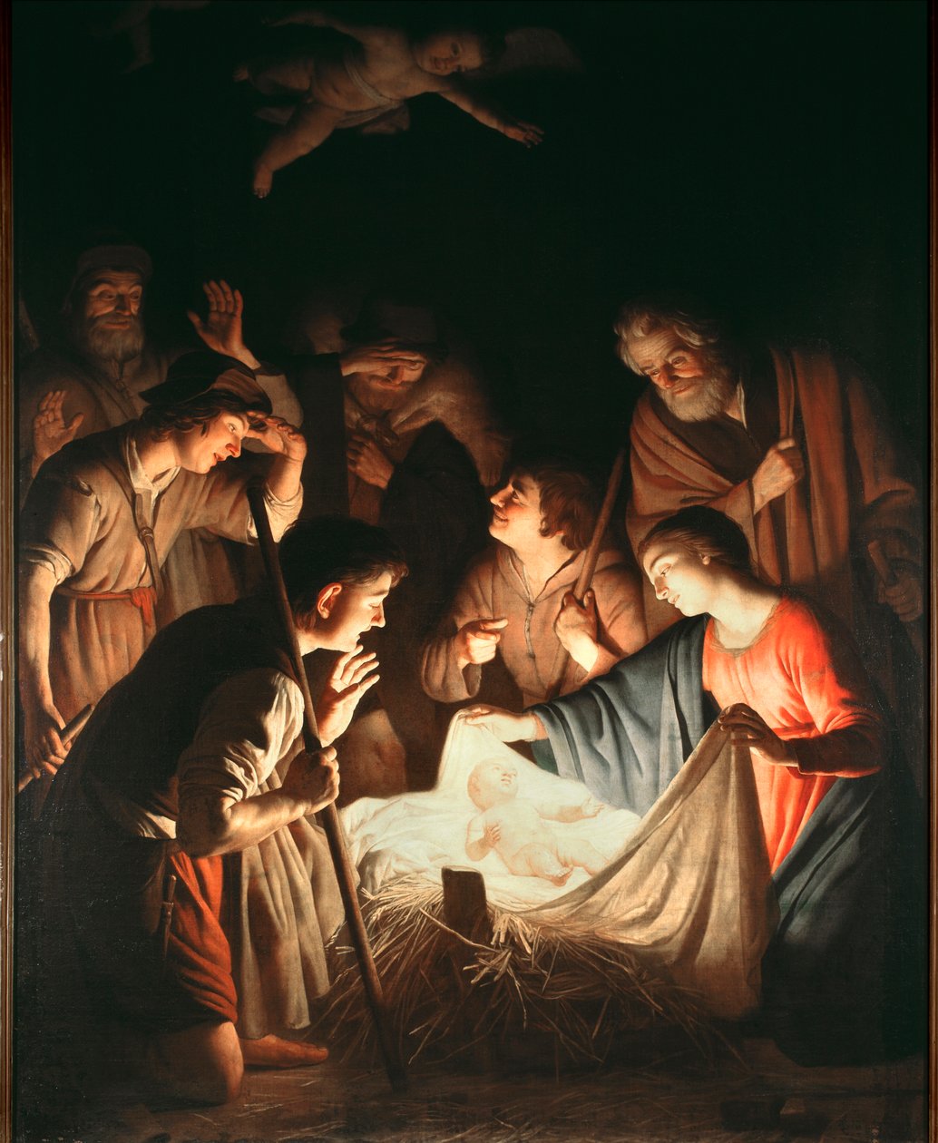 Herdarnas tillbedjan - olja på duk, c.1640 av Gerrit van Honthorst