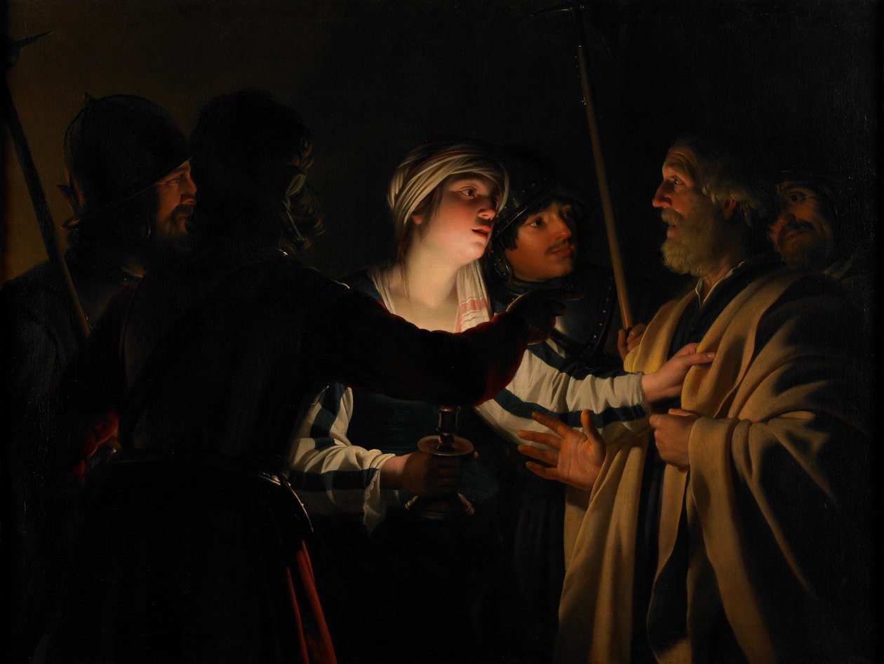 Fornægtelsen af St. Peter, ca. 1623 swed av Gerrit van Honthorst