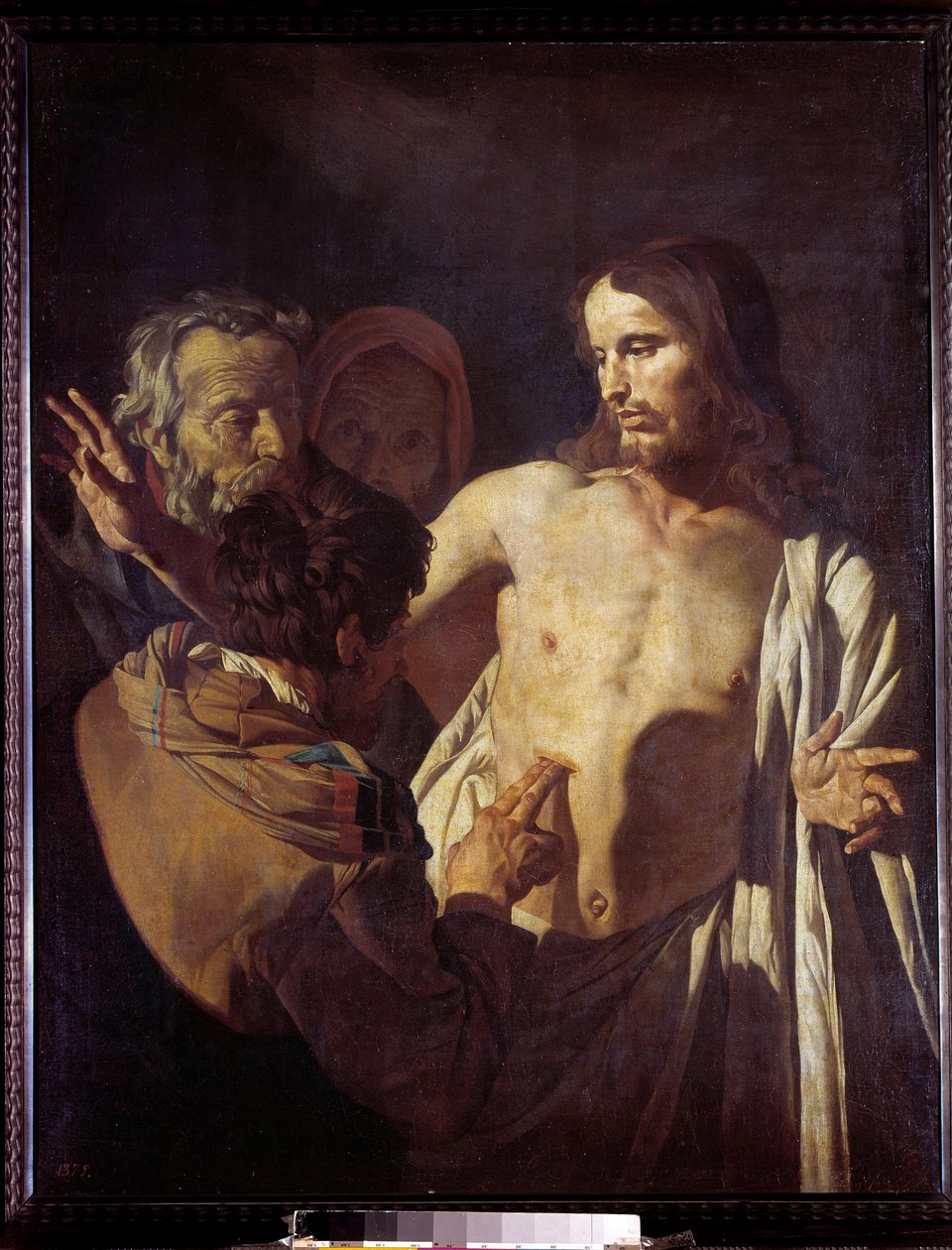 Den incredulite av St. Thomas Han rör vid Kristi sår räddar för att tro på hans utseende. Målning av Gerrit Van Honthorst (1590-1656) av Gerrit van Honthorst