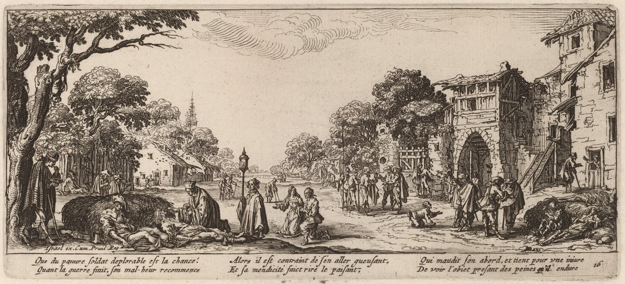 Döende soldater vid vägkanten av Gerrit van Schagen after Jacques Callot