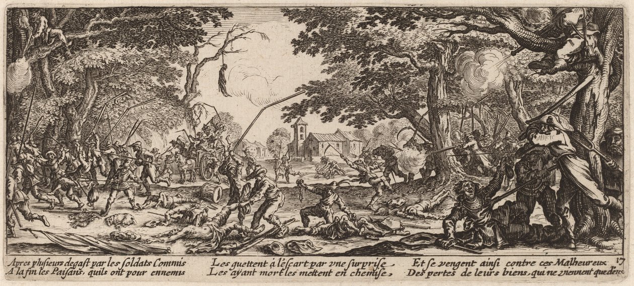 Bönderna hämnas sig själva av Gerrit van Schagen after Jacques Callot