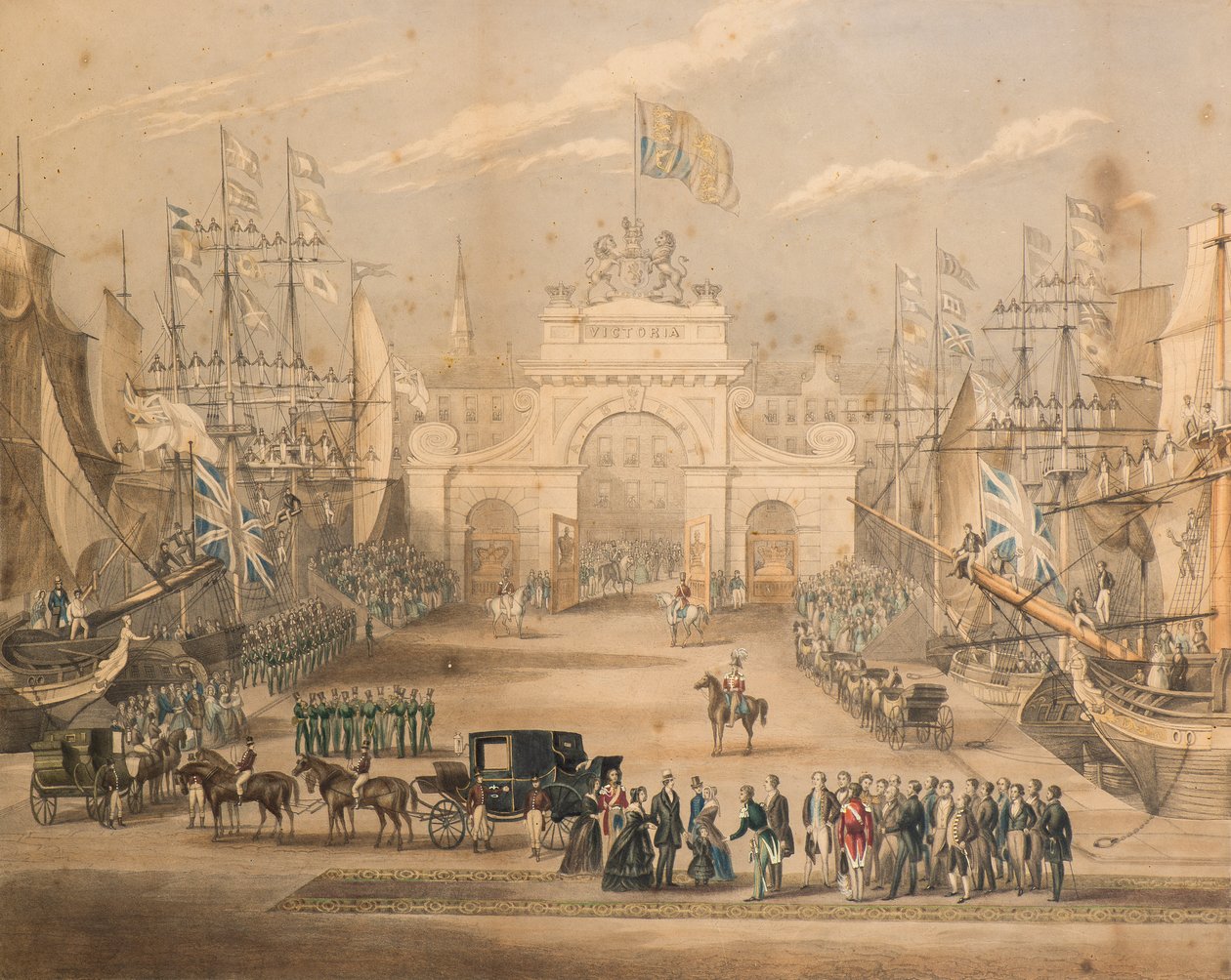 Mottagning av drottning Victoria, prins Albert och prinsessan Royal i Dundee av Gershom Gourlay Cumming