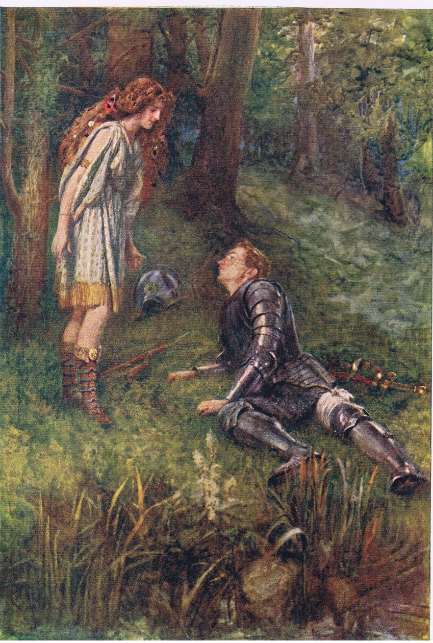 Belphoebe och Timius, Berättelser från Faerie Queen publicerade av George Harrap and Company av Gertrude E. Demain (after) Hammond