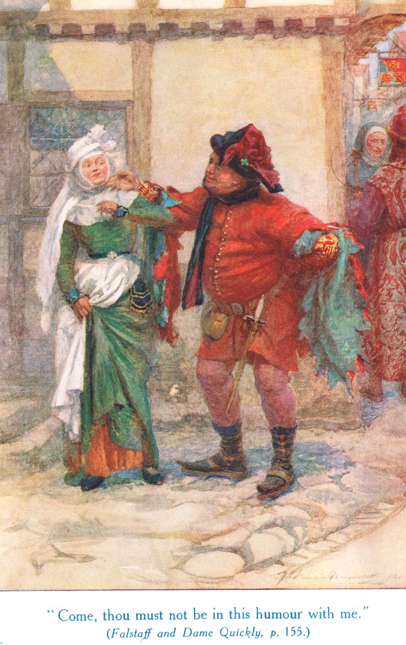 "Kom, du får inte vara i den här humorn med mig", illustration från "Shakespeares berättelser om de engelska kungarna", publicerad av George Harrap & Son av Gertrude E. Demain Hammond