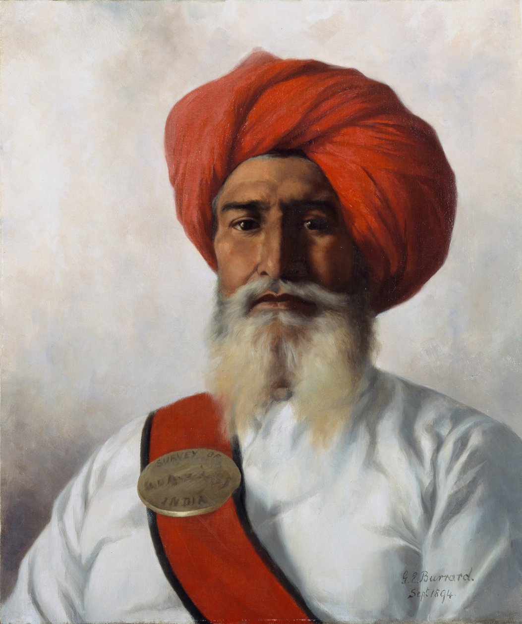 Ganda Singh, en sikhisk chaprassee från överste Wilmers topografiska undersökningsfest nr 14, 1894 av Gertrude Ellen Burrard