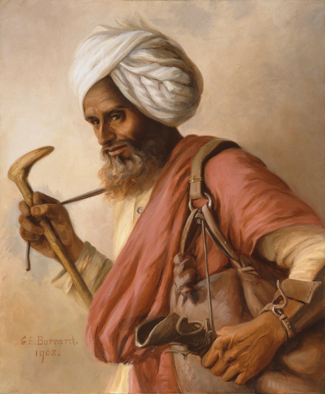 Hasan, vattenbärare till konstnären och hennes man på Simla 1908 av Gertrude Ellen Burrard