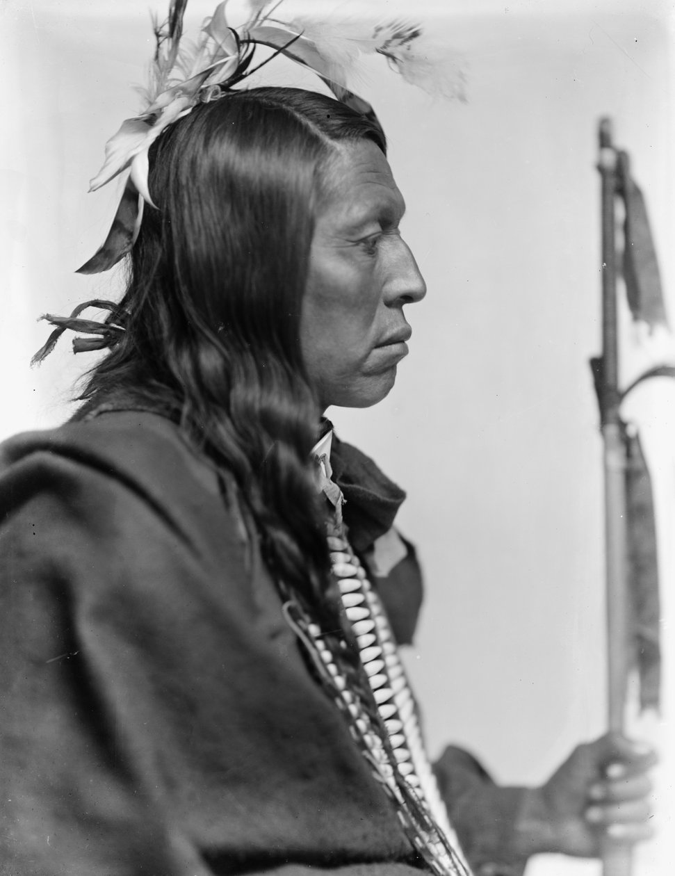 Sioux-hövdingen Flying Hawk, ca 1900 (s/v-foto) av Gertrude Käsebier