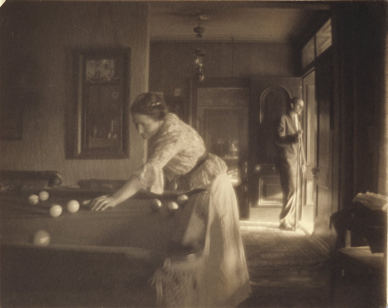 The Billiard Game, ca 1907 (platinatryck) av Gertrude Käsebier