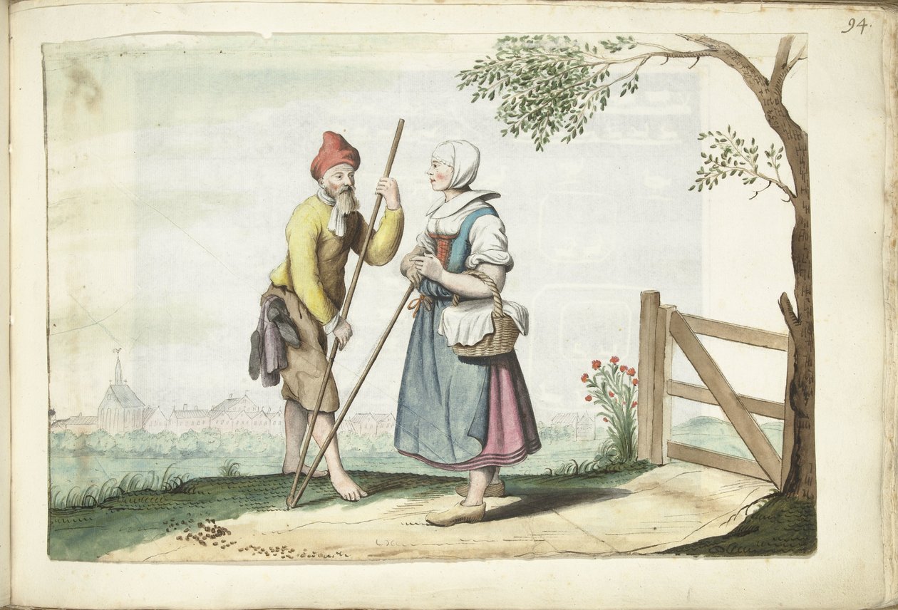 Bondepar i samtal av Gesina ter Borch (signed by artist)