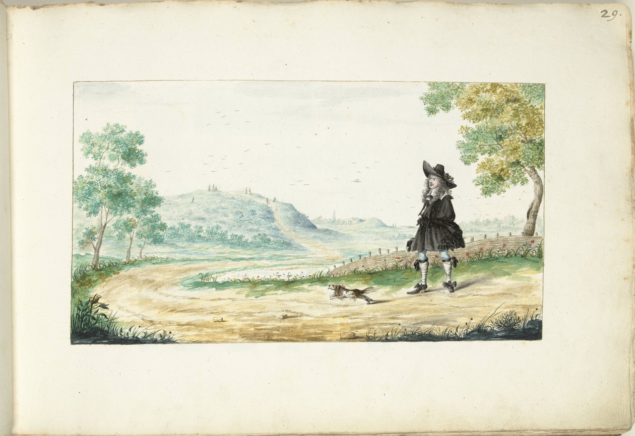 Löpande herre på en landsväg av Gesina ter Borch (signed by artist)