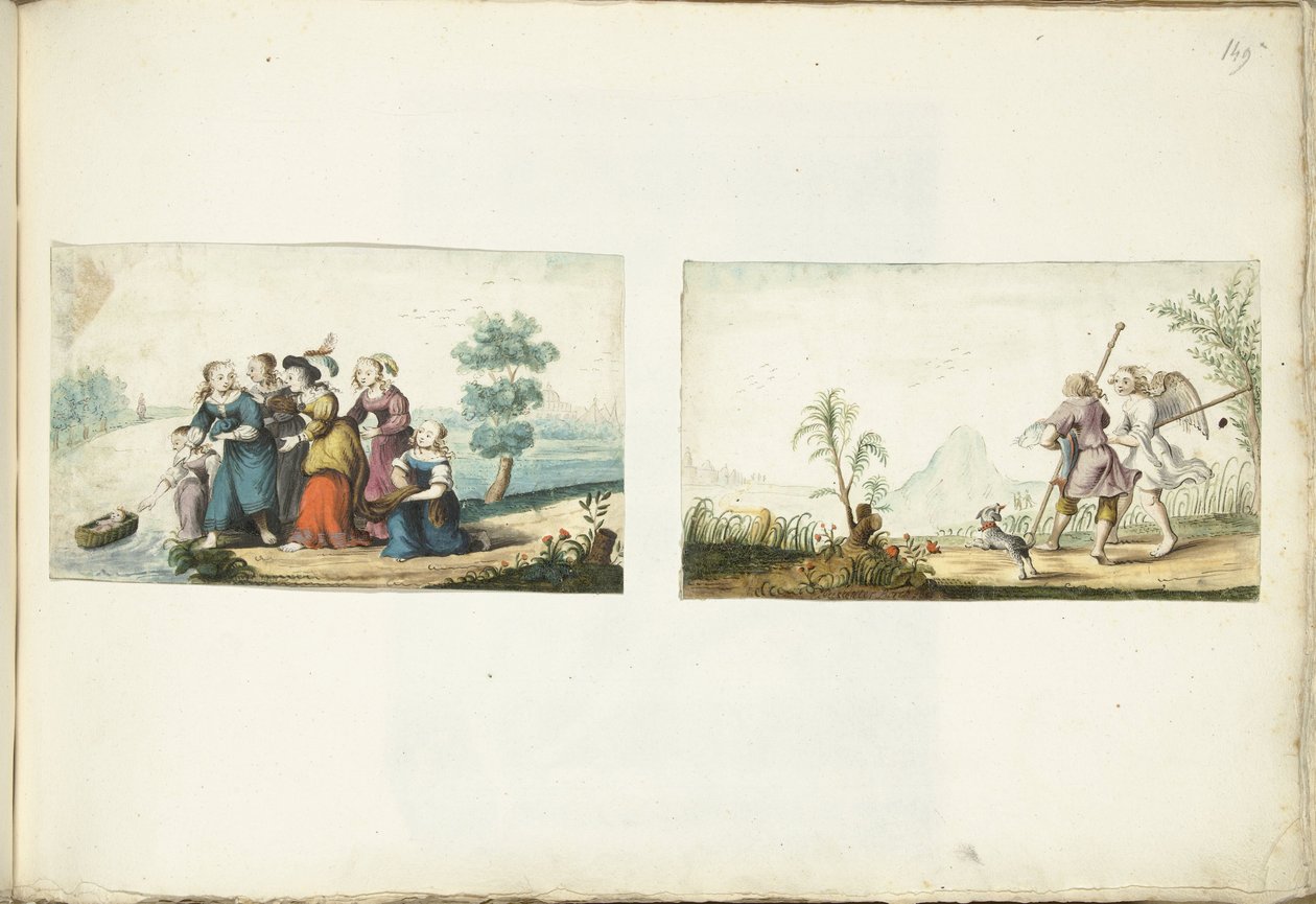 Moses och Tobias och ängeln av Gesina ter Borch (signed by artist)