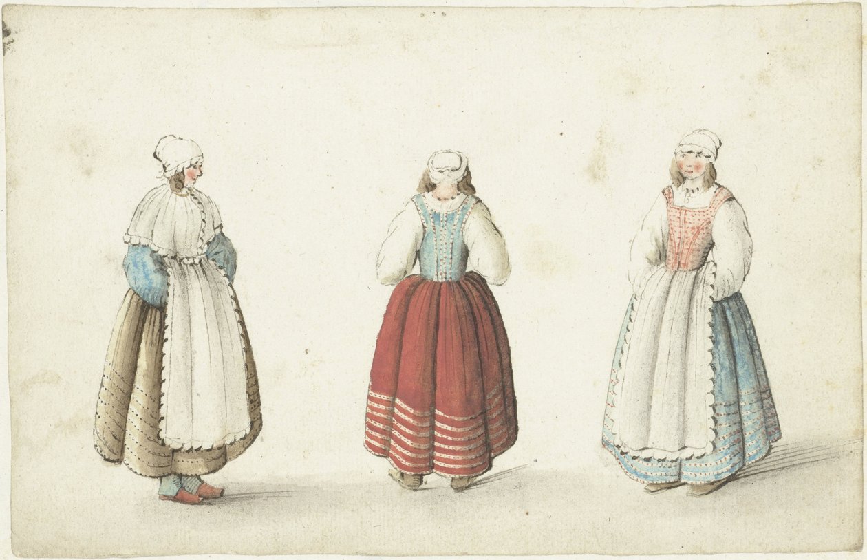 Tre stående kvinnor av Gesina ter Borch