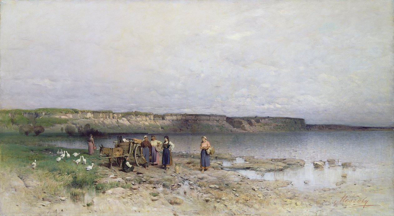 Balatonsjön med Akarattyas strand, 1885 av Geza Meszoly