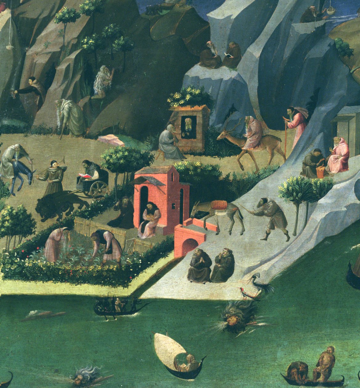 The Thebaid, c.1410 tempera på paneldetalj från 162947 av Gherardo Starnina