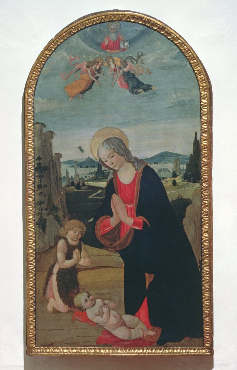 Madonnan och barnet Johannes Döparen som tillbeder Kristusbarnet (panel) av Gherardo di Giovanni