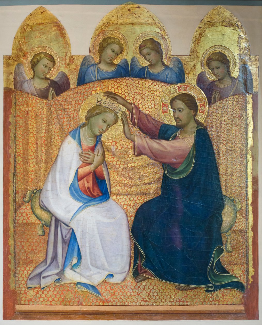 Jungfruns kröning med änglar, ca 1404 (tempera och bladguld på pannå) av Gherardo Starnina