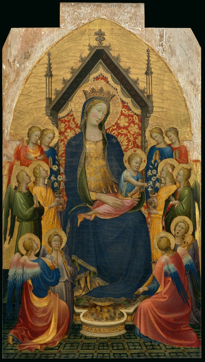 Madonna med barn och musikaliska änglar, ca 1410 (Tempera och bladguld på pannå) av Gherardo Starnina