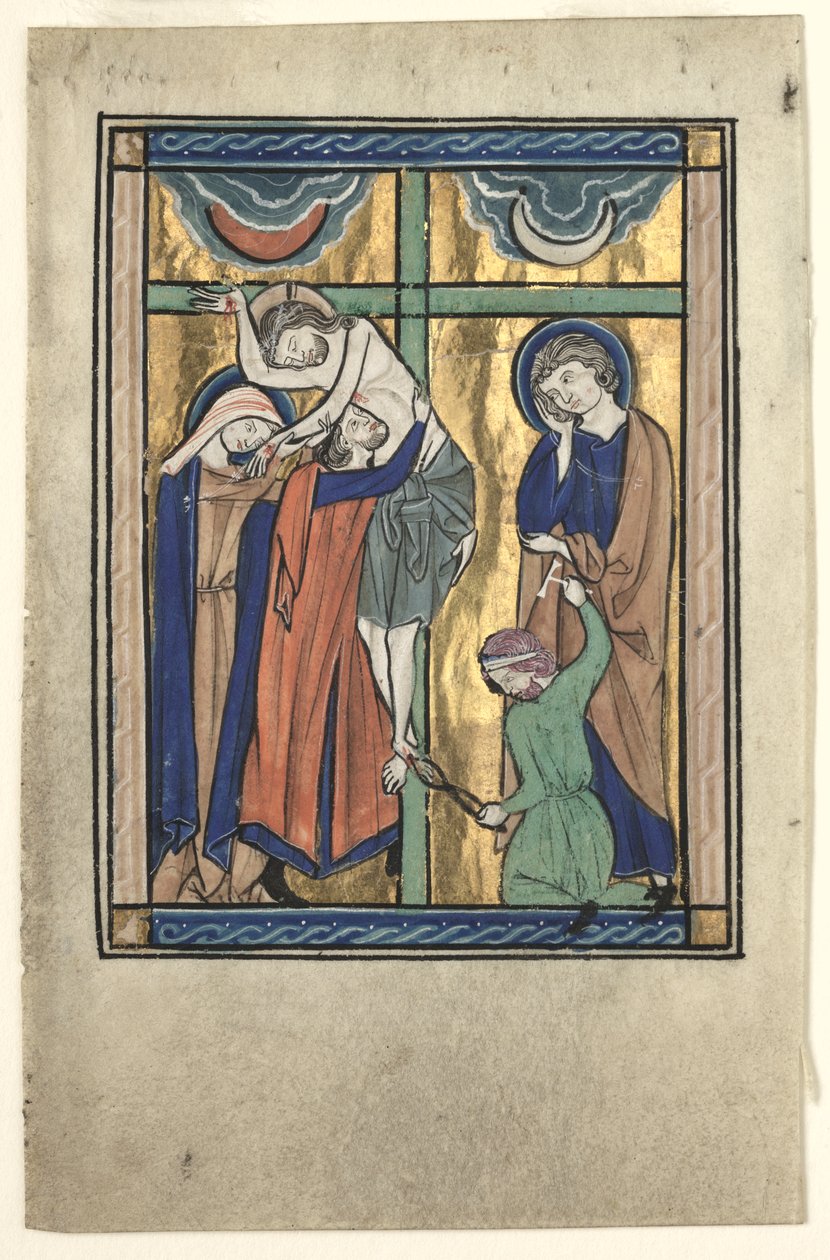 Miniatyr utskuren från "Potocki Psalter": Depositionen av Gherardo Starnina