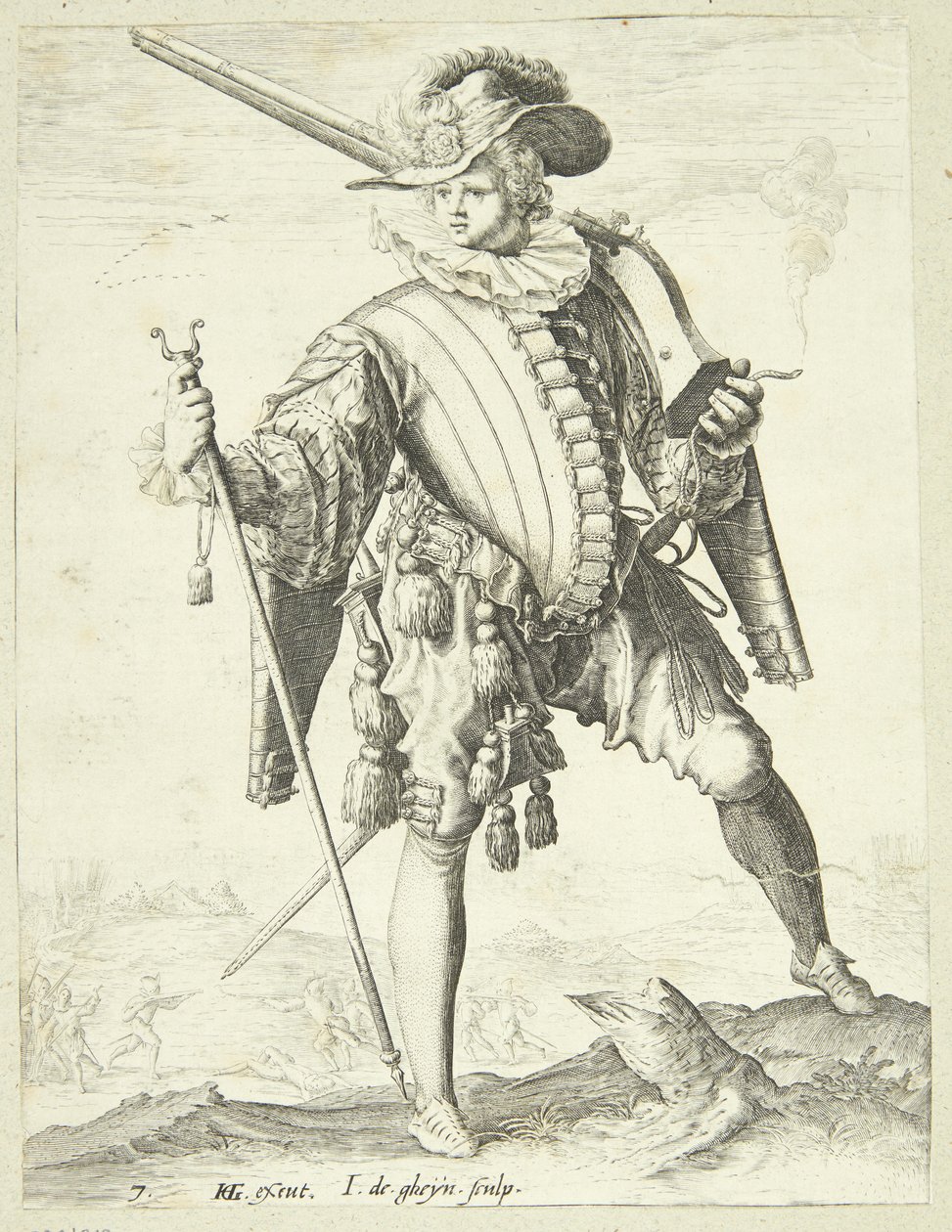 Soldat med hakrem (arquebuse) av Gheyn, Jacques II de