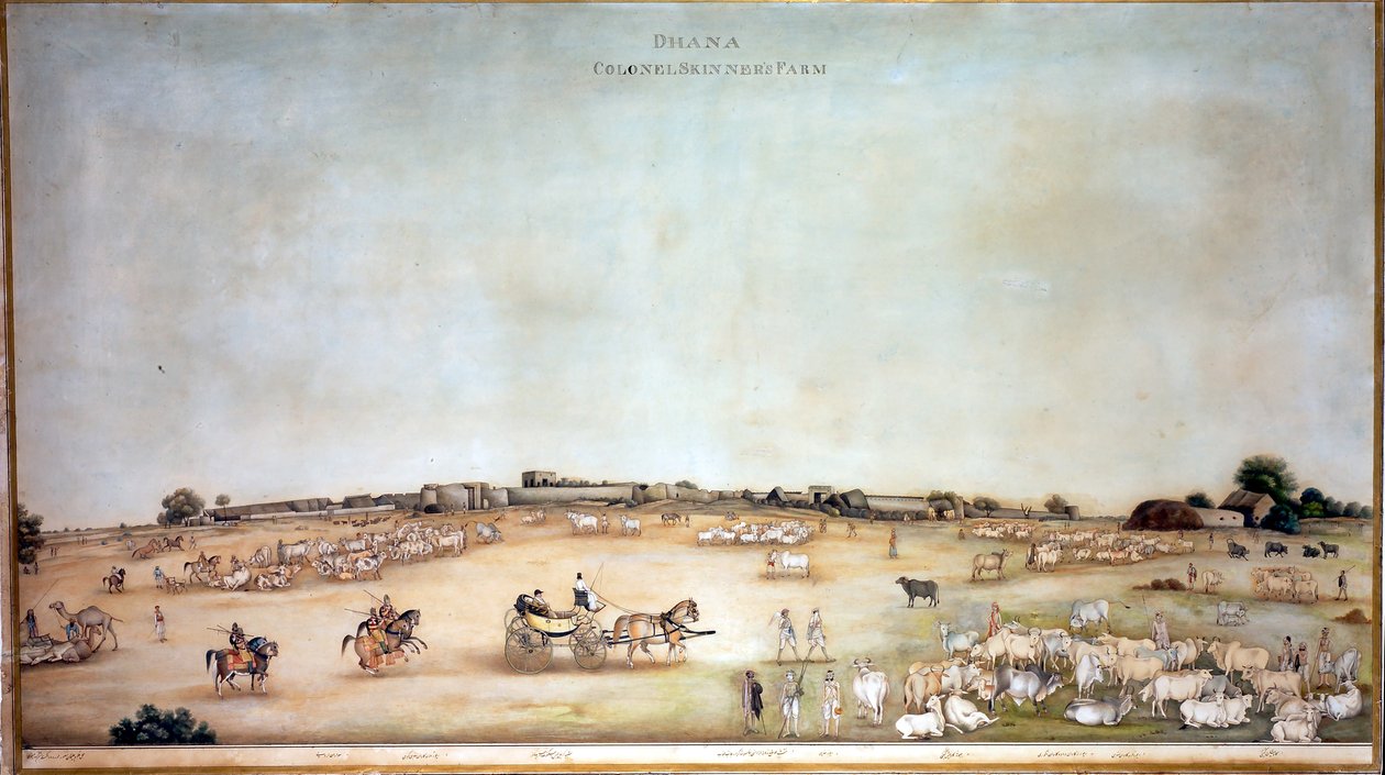 ?Dhana Colonel Skinners Farm?, 1828 av Ghulam Ali Khan