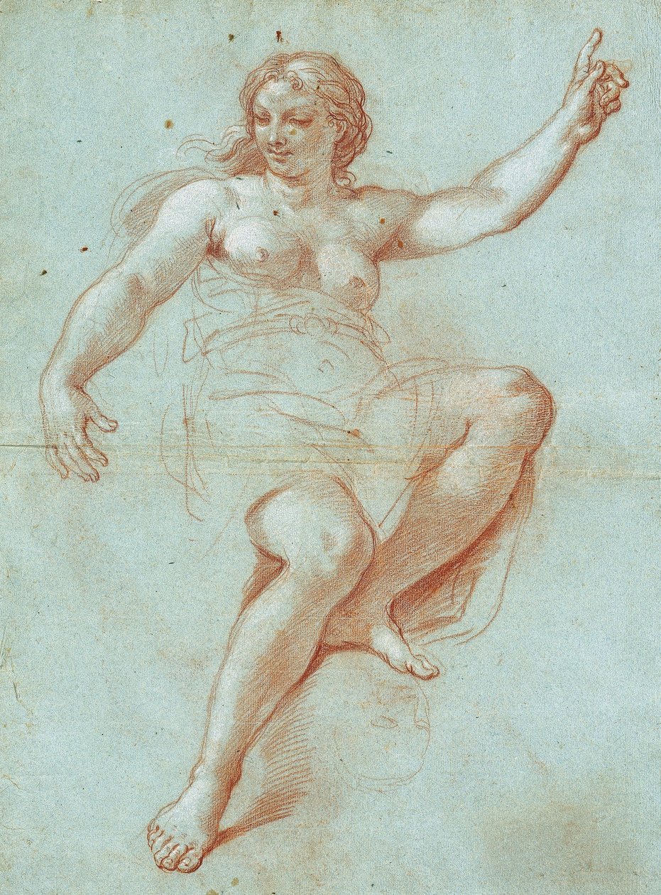 Studera för figuren av Aurora av Giacinto Calandrucci
