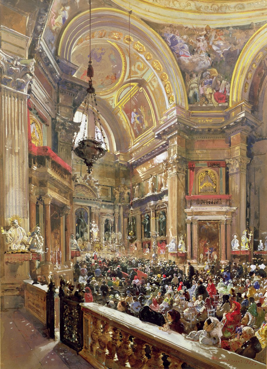 Miraklet av förvätskning av blodet från Saint Januarius, 5 maj 1863 av Giacinto Gigante