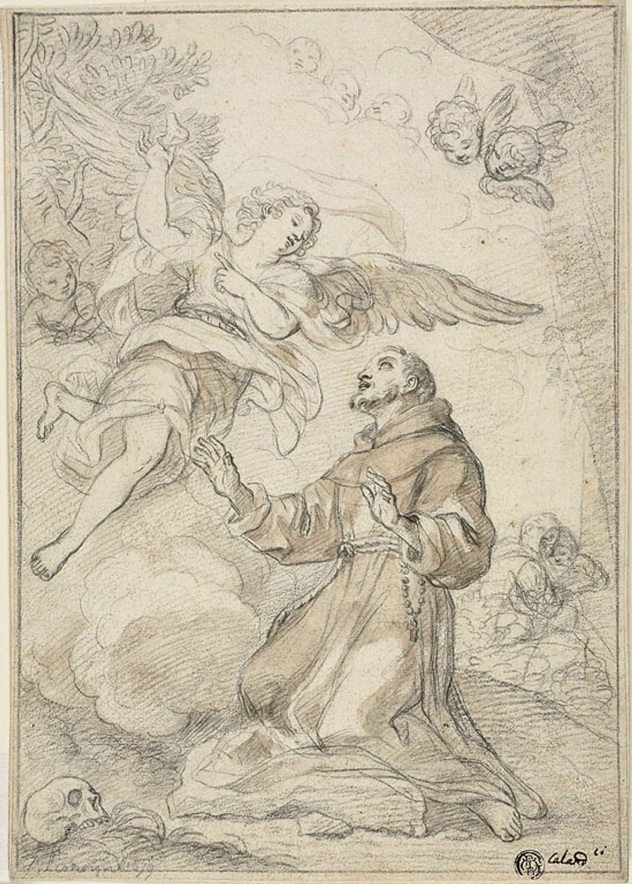Ängel som uppenbarar sig för Sankt Dominikus av Giacinto Calandrucci