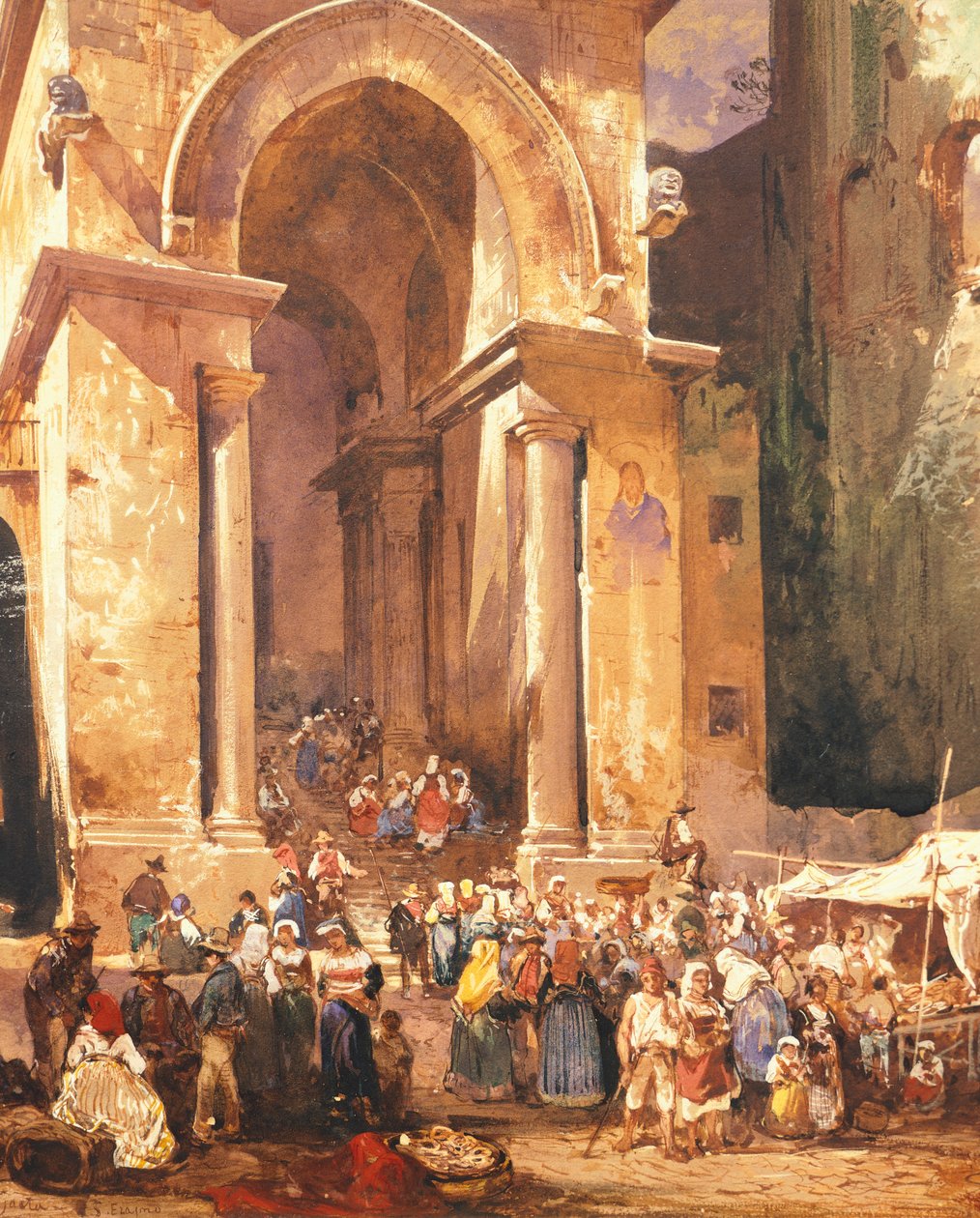 Dörren till klocktornet i St Erasmus i Gaeta, av Giacinto Gigante (1806-1876), Italien av Giacinto Gigante