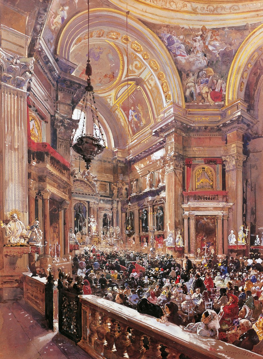 Kapellet av St. Gennaro i katedralen i Neapel, av Giacinto the Giant (1806-1876), tempera. av Giacinto Gigante