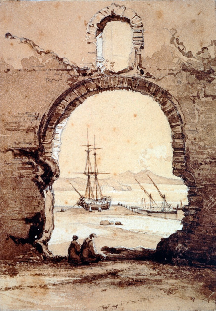 Neapelbukten från Posillipo, av Giacinto Gigante (1806-1876), akvarell. av Giacinto Gigante