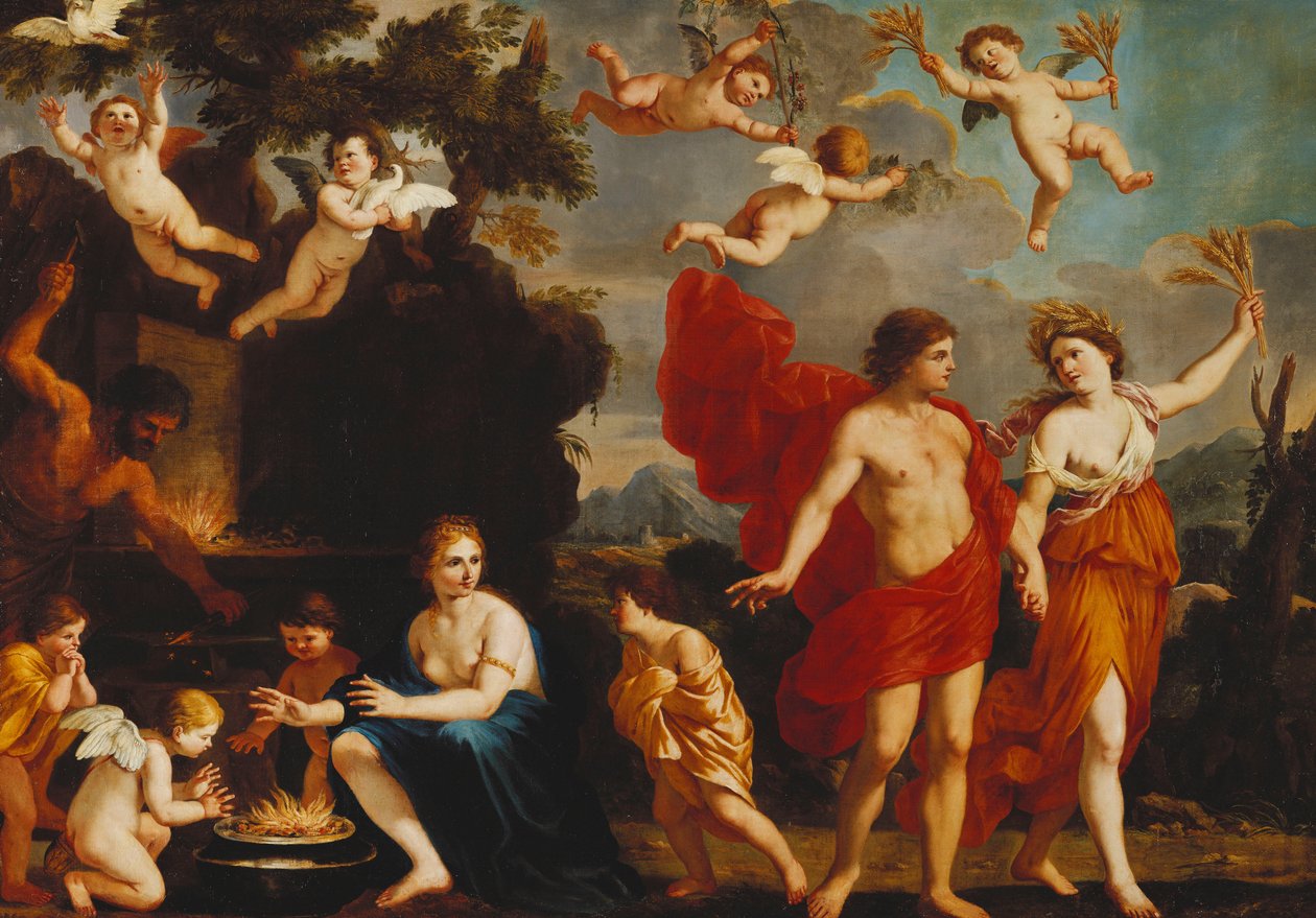 Utan Bacchus och Ceres är Venus kall, av Giacinto Gimignani or Gemignano