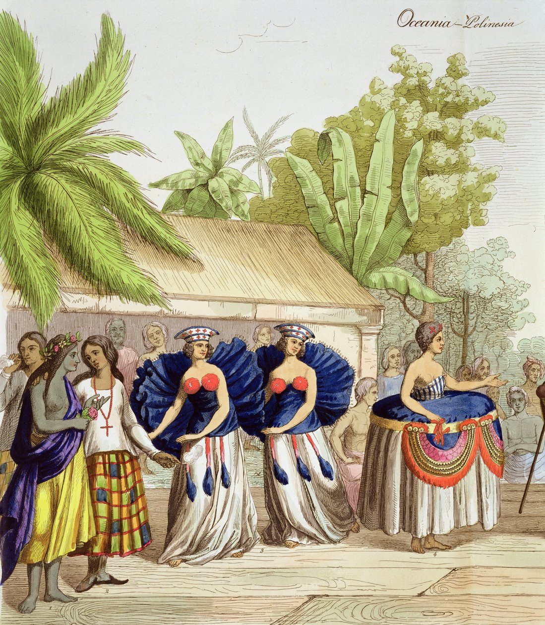 Polynesiska dansande flickor, graverad av A. Bernati av Giacomo Casa