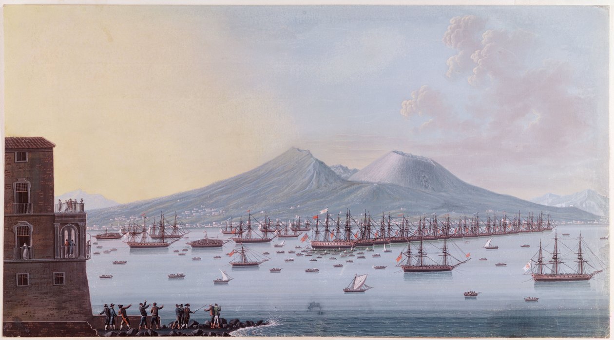 Utsikt över Neapelbukten, 1798 (färggravyr) av Giacomo Guardi