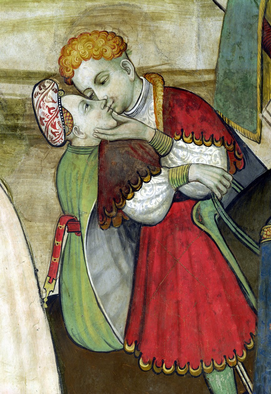 Livets källa, detalj av ett par som omfamnar varandra, 1418-30 av Giacomo Jaquerio