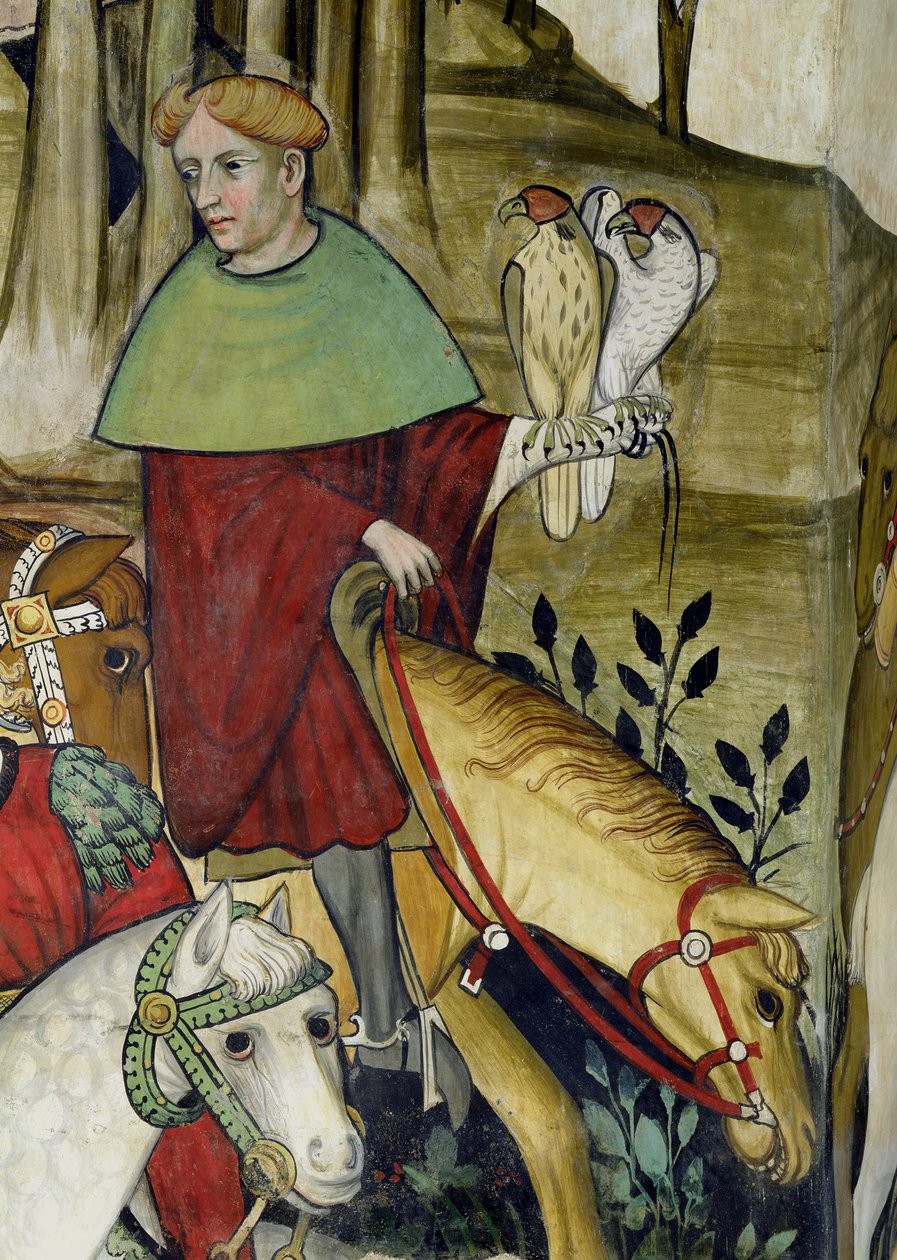Livets fontän, detalj av en falkonerare som återvänder till fontänen, 1418-30 av Giacomo Jaquerio