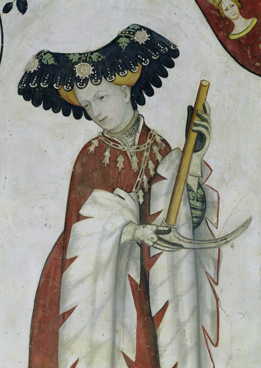 De nio värdiga och de nio värdiga kvinnorna, detalj av Delphine, 1418-30 av Giacomo Jaquerio