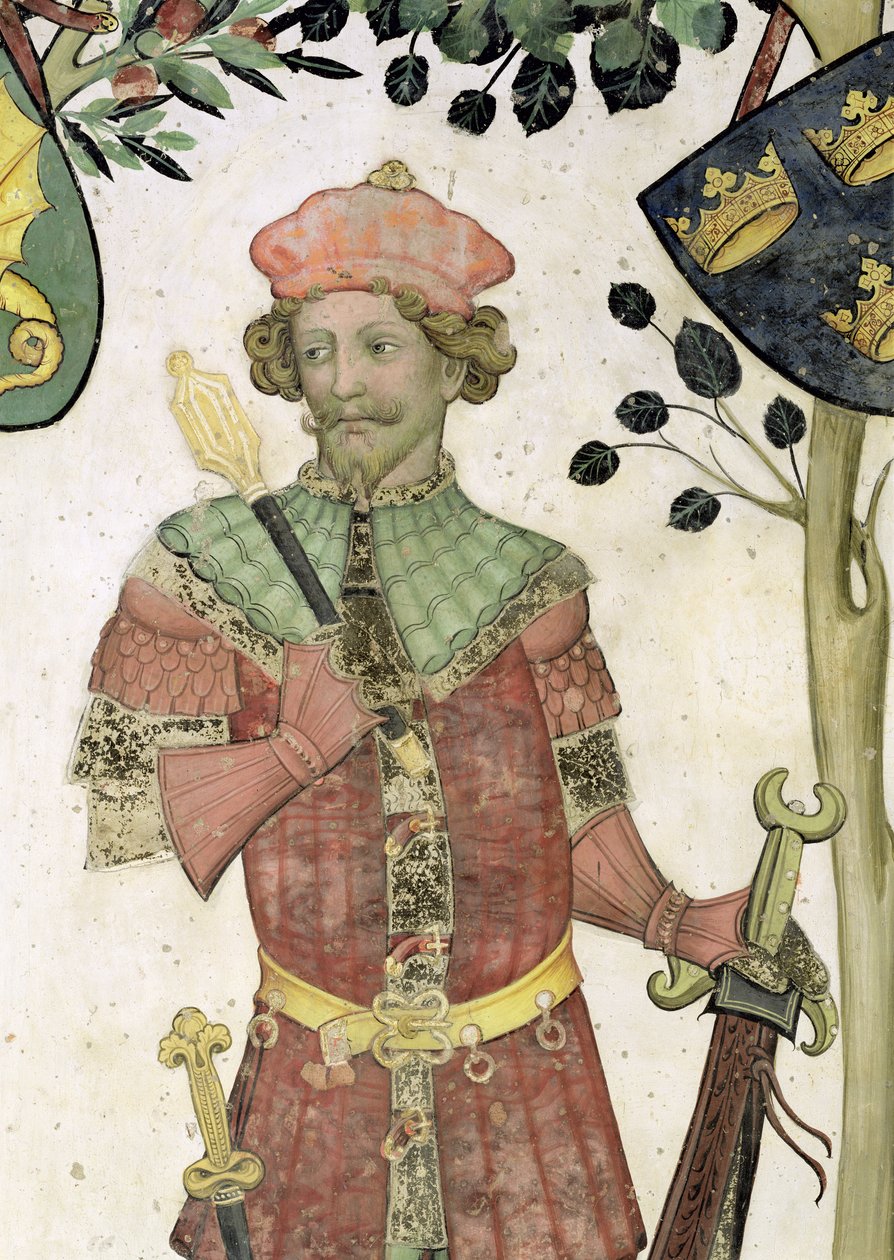 De nio värdiga och de nio värdiga kvinnorna, detalj av Judas Maccabeus, 1418-30 av Giacomo Jaquerio