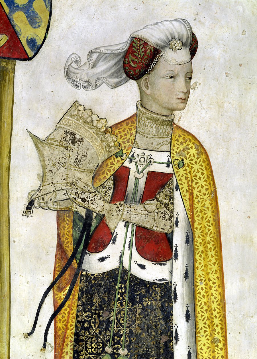 De nio värdiga och de nio värdiga kvinnorna, detalj av Lampeto, 1418-30 av Giacomo Jaquerio