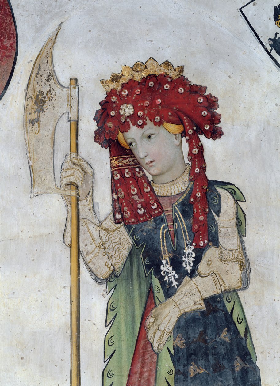 De nio värdiga och de nio värdiga kvinnorna, detalj av Tamari, 1418-30 av Giacomo Jaquerio