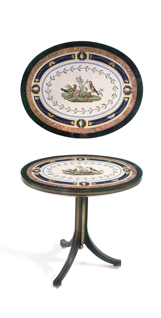 Mikromosaikskiva, Rom, sent 1700-tal (mosaik, ormolu-monterad ebenholts och satinträ) av Giacomo (attr. to) Raffaelli