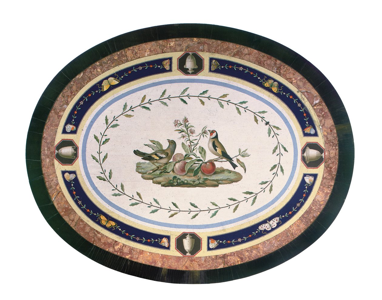 Mikromosaikskiva, Rom, sent 1700-tal (mosaik, ormolu-monterad ebenholts och satinträ) av Giacomo (attr. to) Raffaelli