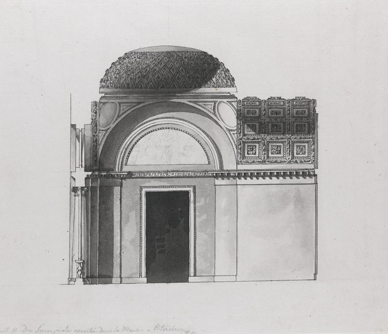 Skåpdesign för hertigen av Serracapriola i Petersburg av Giacomo Antonio Domenico Quarenghi