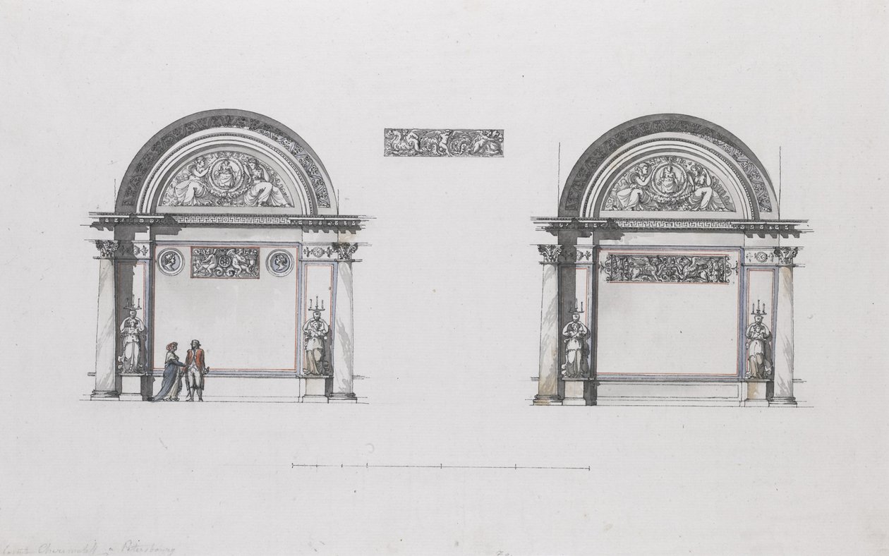 Design för Sheremetev-palatset, Ostankino, ca. 1796 av Giacomo Antonio Domenico Quarenghi
