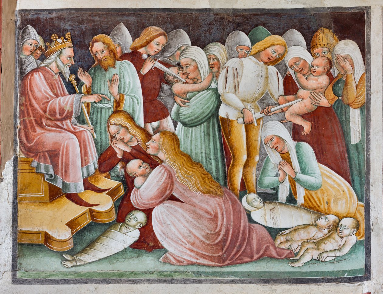 Herodes och massakern på oskyldiga, detalj från Jesu liv av Giacomo Borlone de Buschis