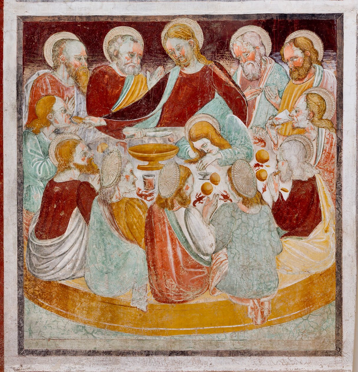 Den sista måltiden, detalj från Jesu liv av Giacomo Borlone de Buschis