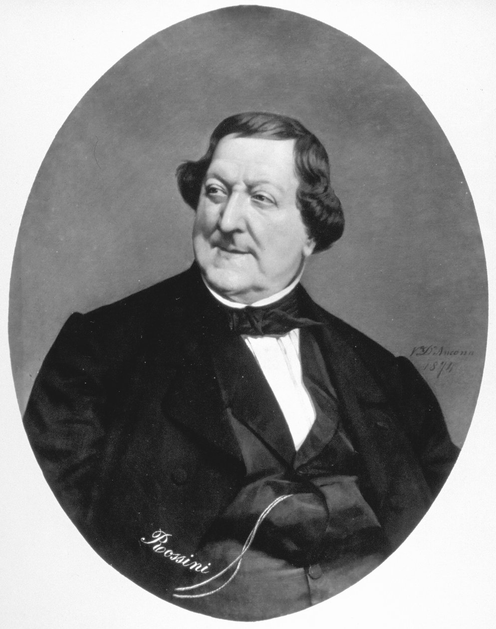 Porträtt av kompositören Gioacchino Rossini, verk av målaren Vito D