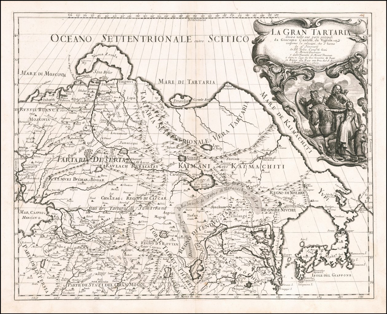 1683 års karta över Stora Tartariet av Giacomo Cantelli da Vignola av Giacomo Cantelli