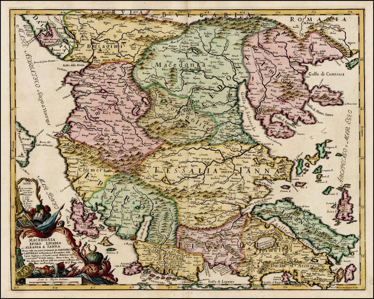 1684 års karta över Makedonien och Thessalien av Giacomo Cantelli da Vignola av Giacomo Cantelli