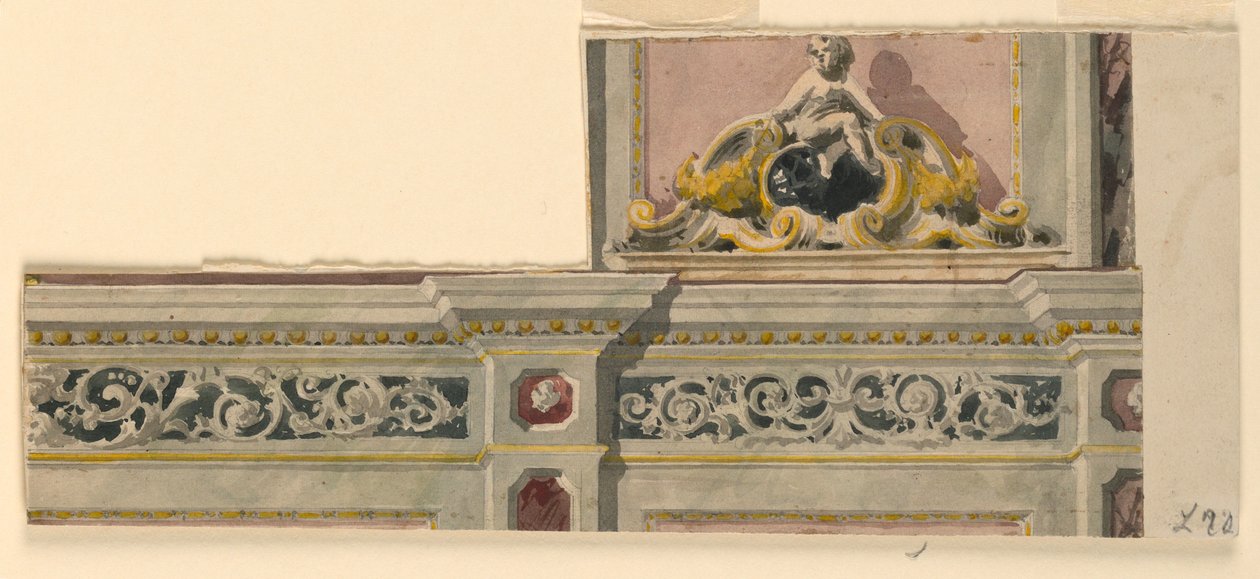 Ritning, projekt för en målad ytterdörr, 1850-75 av Giacomo Casa