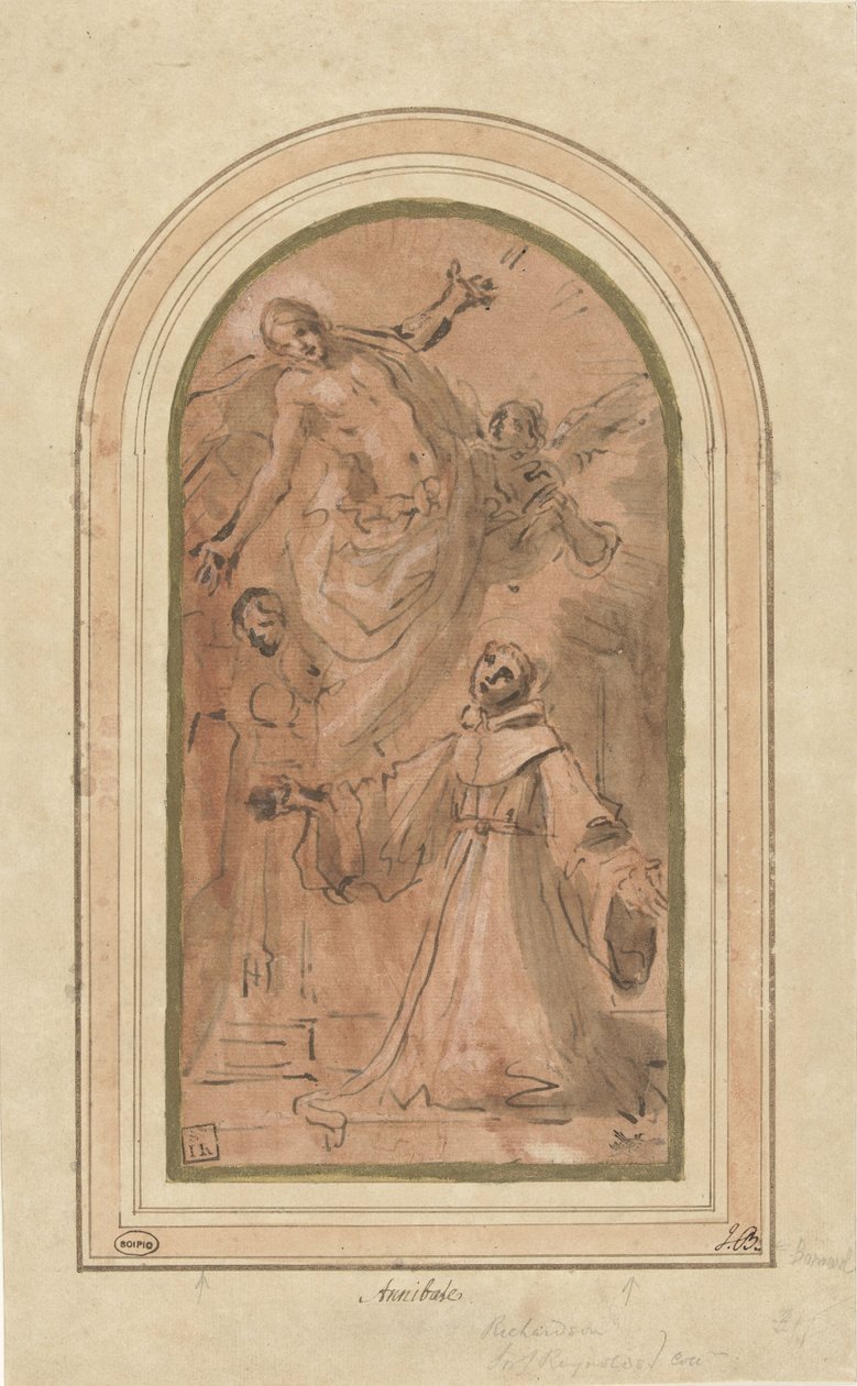 Kristus visar sig för den välsignade Giovanni da San Facondo av Giacomo Cavedone